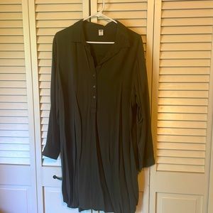 Lightweight Olive green long sleeve Old Navy shirt dress